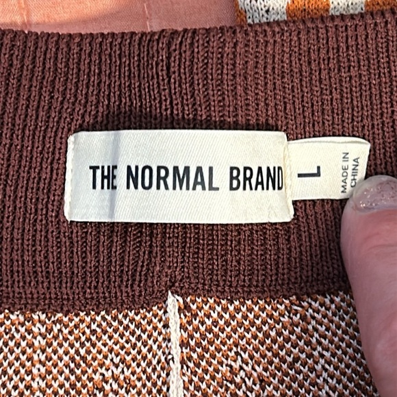 The Normal Brand Marilyn Knit Straight Leg Pant Brown Cream size Large - Picture 5 of 15